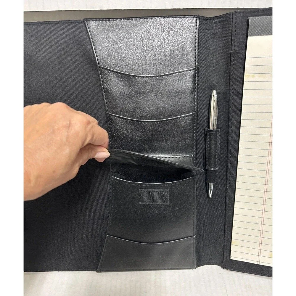 Black Faux Leather Targets Of Excellence Pad Folio Holds 8.5” X 11” Notepad